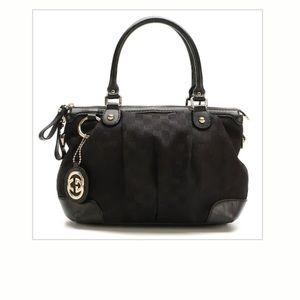 Gucci Sukey Two Way in Black GG Canvas and Leather